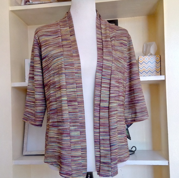 Christopher & Banks Sweaters - Christopher & Banks Rainbow Knit Open Cardigan
